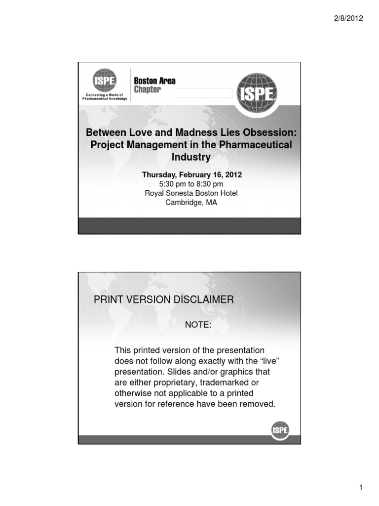 2012 02 16 Project Management in Pharma KGibbs | PDF | Risk Management ...