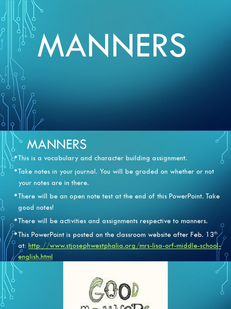 Manners | PDF | Etiquette | Psychological Concepts