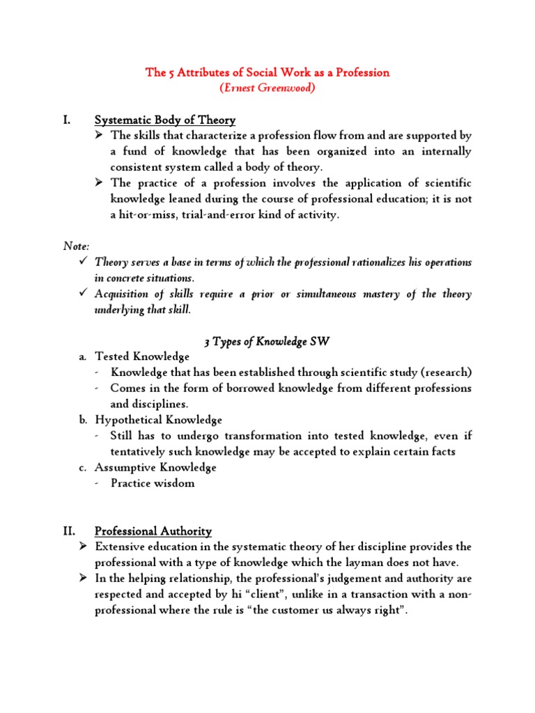 Key Attributes of Social Work Profession | PDF | Profession | Knowledge