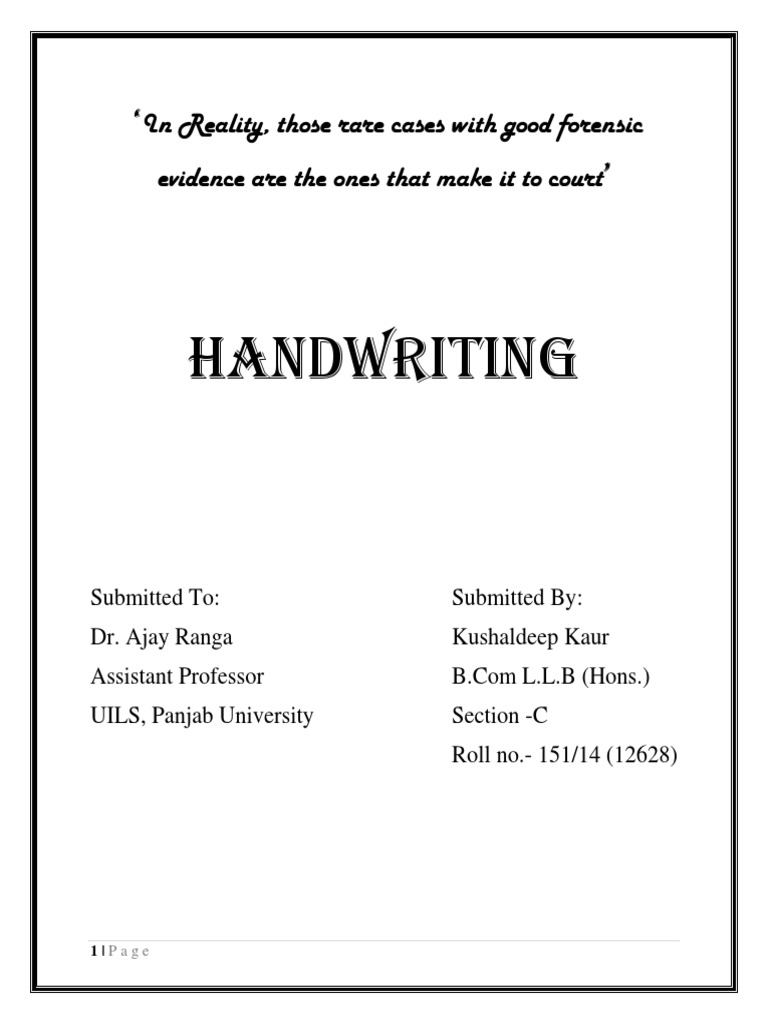 Handwriting Forensics PDF Forensic Science Test (Assessment)