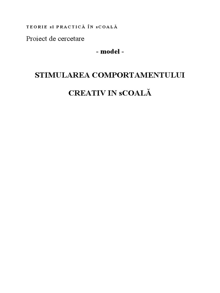 Model Proiect Metode Cercetare | PDF
