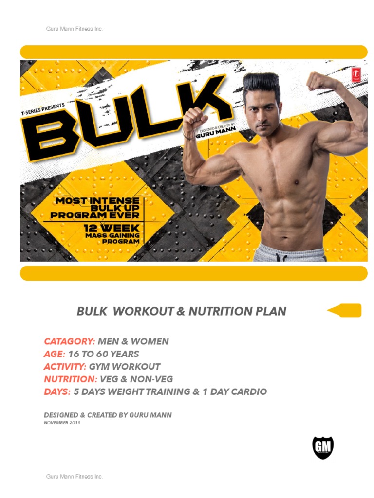 Bulk Workout And Nutrition Plan By Guru Mann Pdf Pdf Peanuts Butter