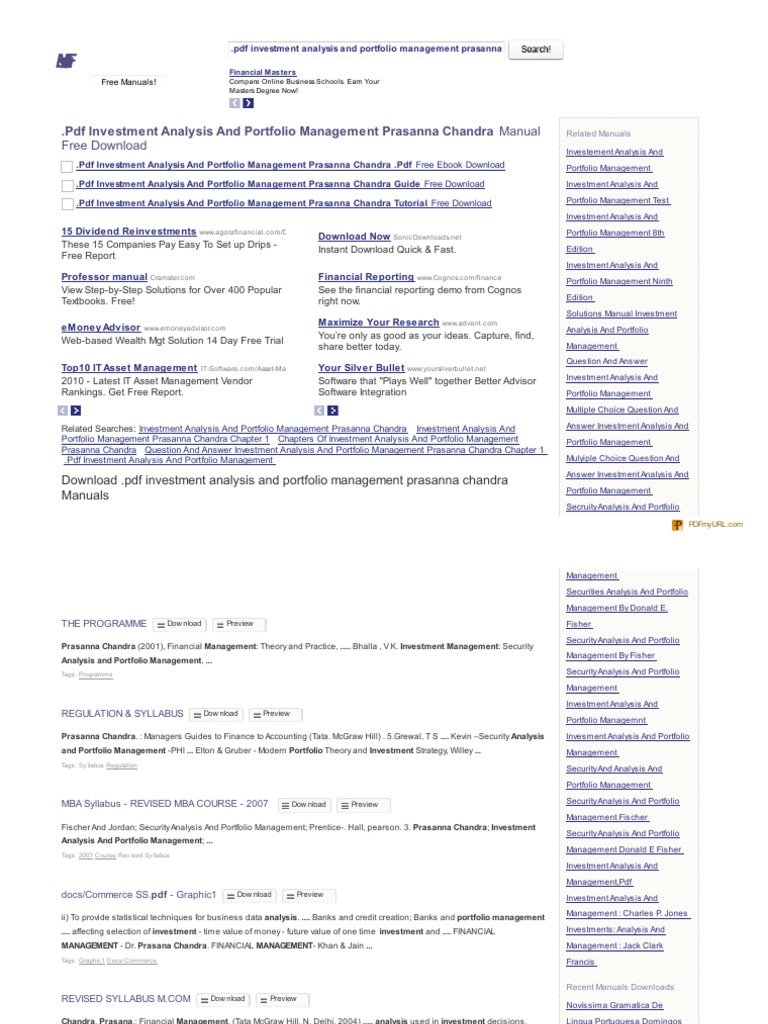 The PDF Investment Analysis and Portfolio Management