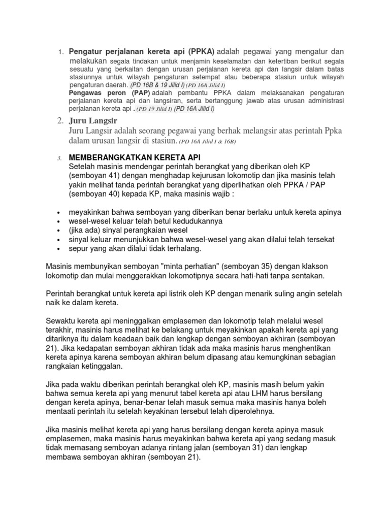 Prosedur Semboyan Kereta Api Indonesia | PDF