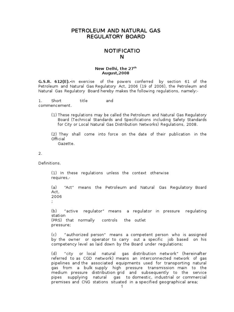 Regulations on Technical Standards and Safety Standards for City or Local Natural Gas