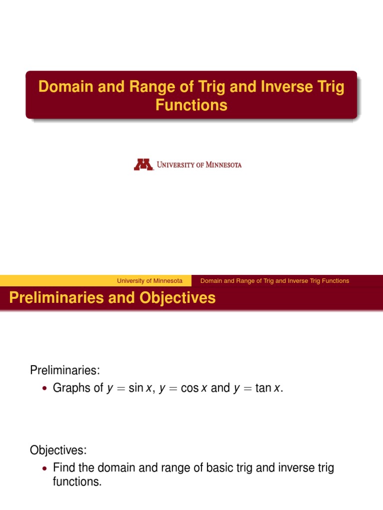Domain and Range of Trig Functions | PDF | Function (Mathematics ...