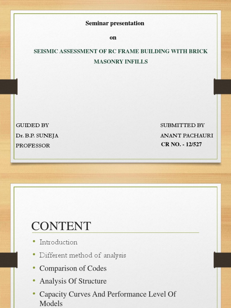 Seismic Assessment of RC Frames with Brick Infills | PDF | Masonry ...