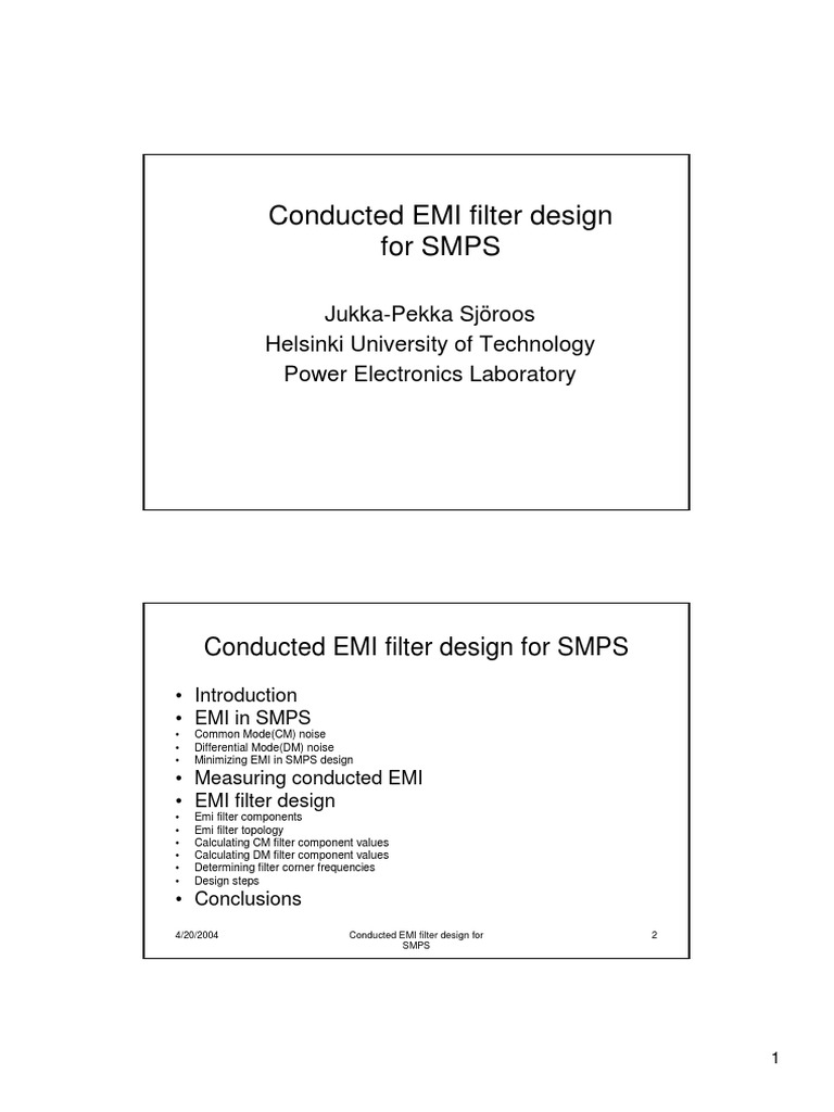 EMI Filter Design for SMPS Systems | PDF | Electronic Filter ...