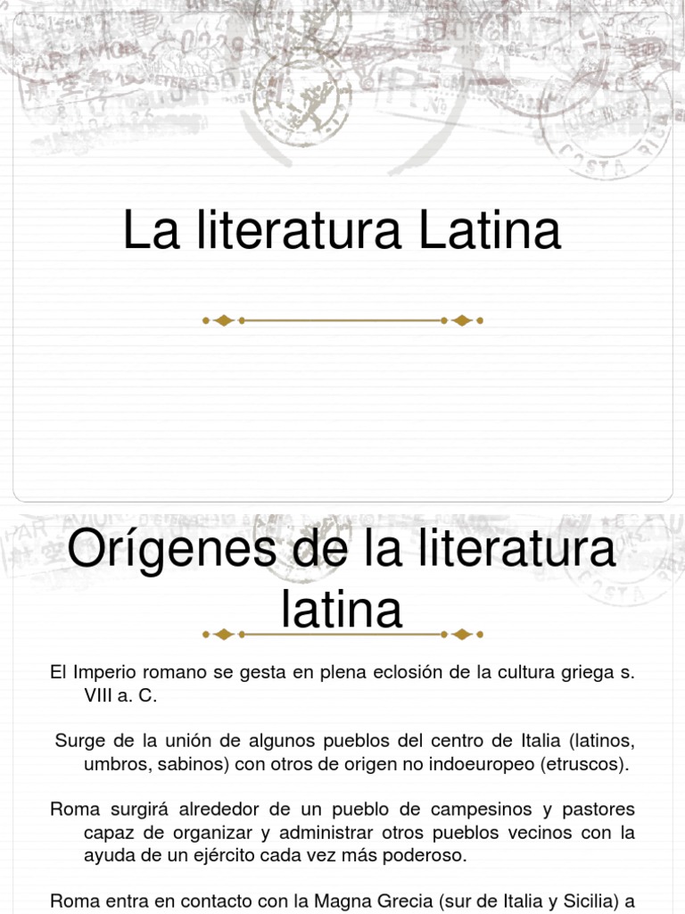 Orígenes y características de la literatura latina | PDF | Virgilio ...