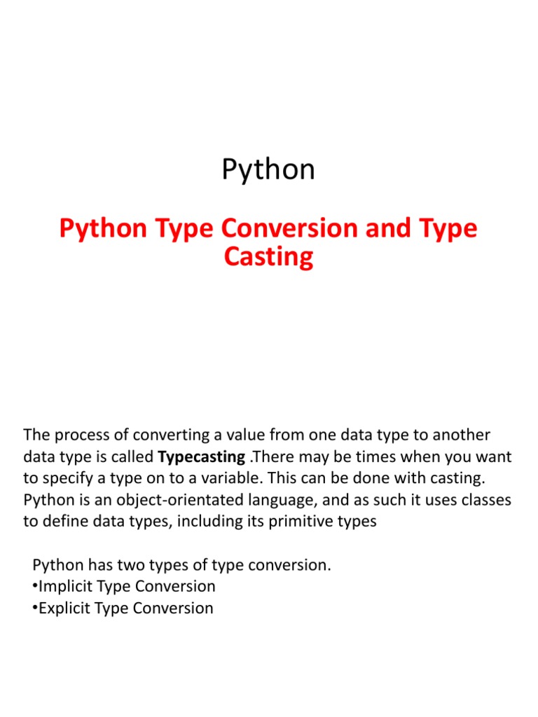 Typecasting in Python | PDF | Data Type | Mathematical Structures