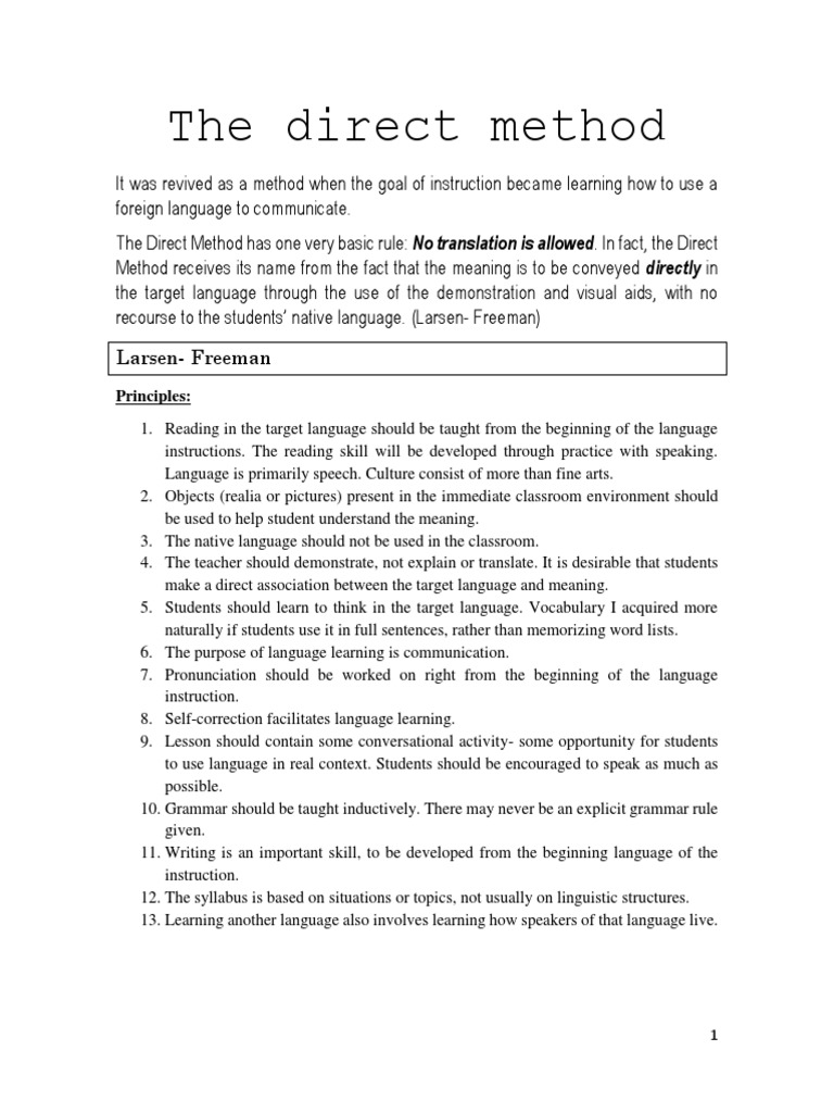 The Direct Method Pdf Second Language Speech