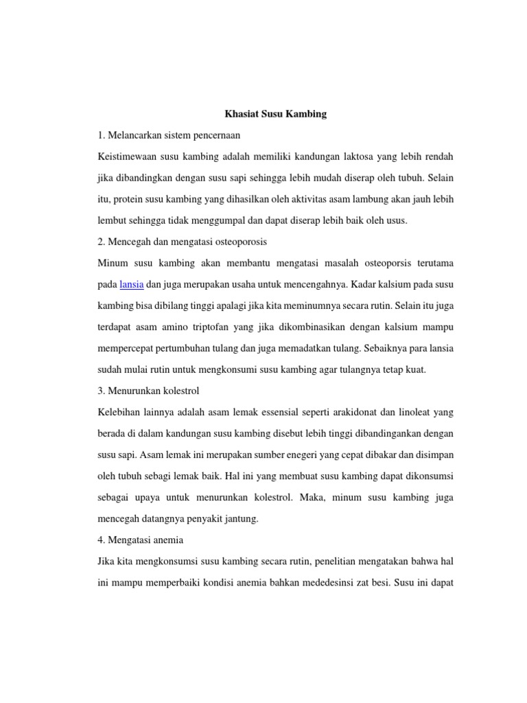 Khasiat Susu Kambing | PDF