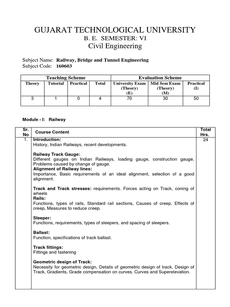 Railway, Bridge and Tunnel Engineering PDF Track (Rail Transport