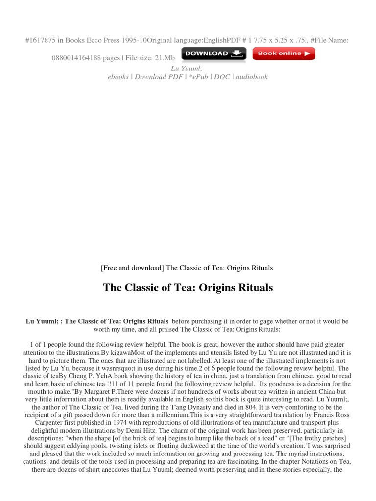 The Classic of Tea: Origins and Rituals | PDF | Tea | China