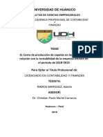 EL Costo de Producción de Zapatos en Las MYPES y Su Relación Con La Rentabilidad de La Empresa JHUSER en El Periodo de 2018-2019