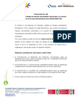 TCBUEN - Comunicado Nro 329 Nuevo Plazo de Entrega de Soportes Documentales Relacionados A La Creación de Usuarios en La Nueva Herramienta de Citas ARGOS WEB (TAS)