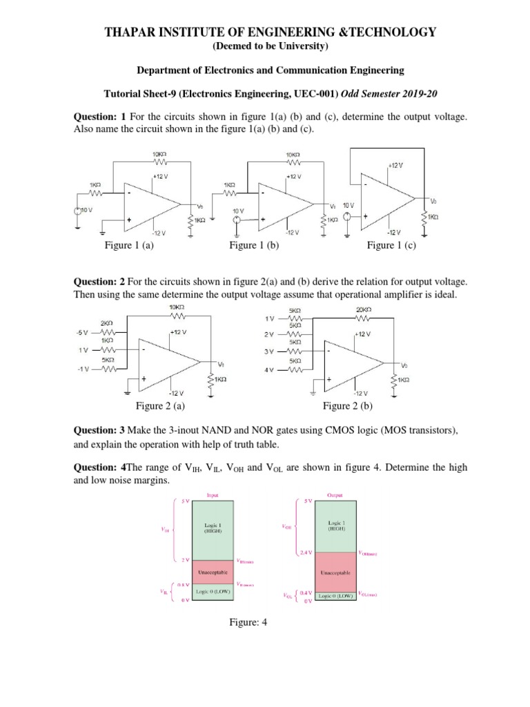 Electronics Engineering Tutorial Sheet 9 | PDF | Teaching Methods ...