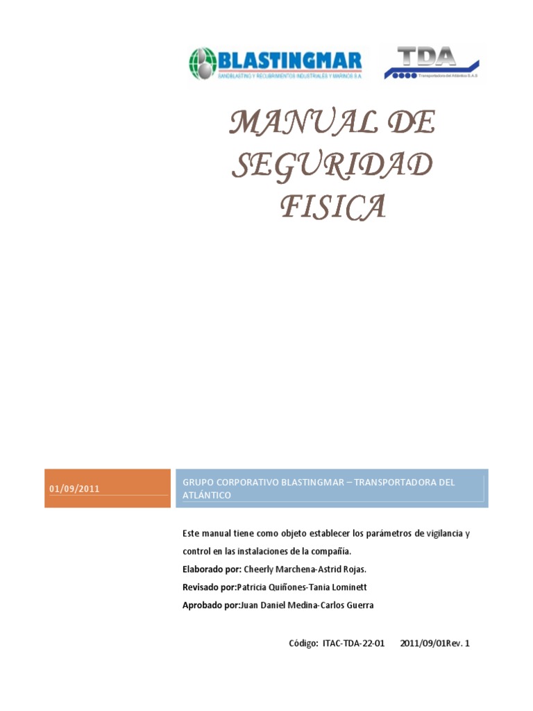 Manual de Seguridad Fisica Itac-Tda-23-01 PDF | PDF | Vigilancia ...