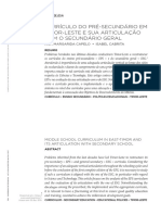 Currículo Pré-Secundário em Timor-Leste e Articulação com Secundário