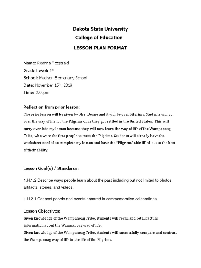 Social Studies Lesson Plan Level 3 PDF Lesson Plan Worksheet