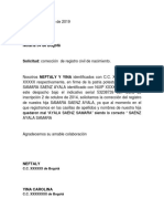 Carta de Solicitud de Cambio de Nombre