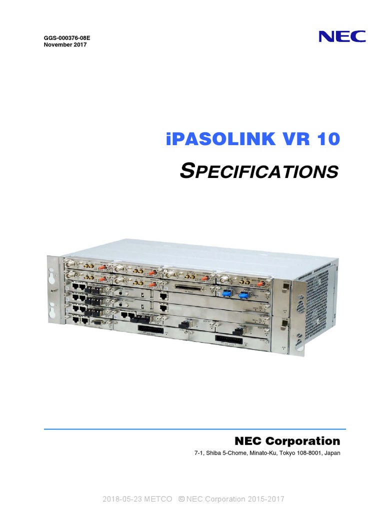 IPASOLINK VR10 Specifications | PDF | Telecommunications Infrastructure ...