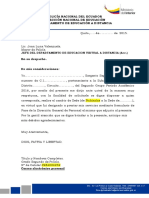 Oficio de Solicitud para Cambio de Sede