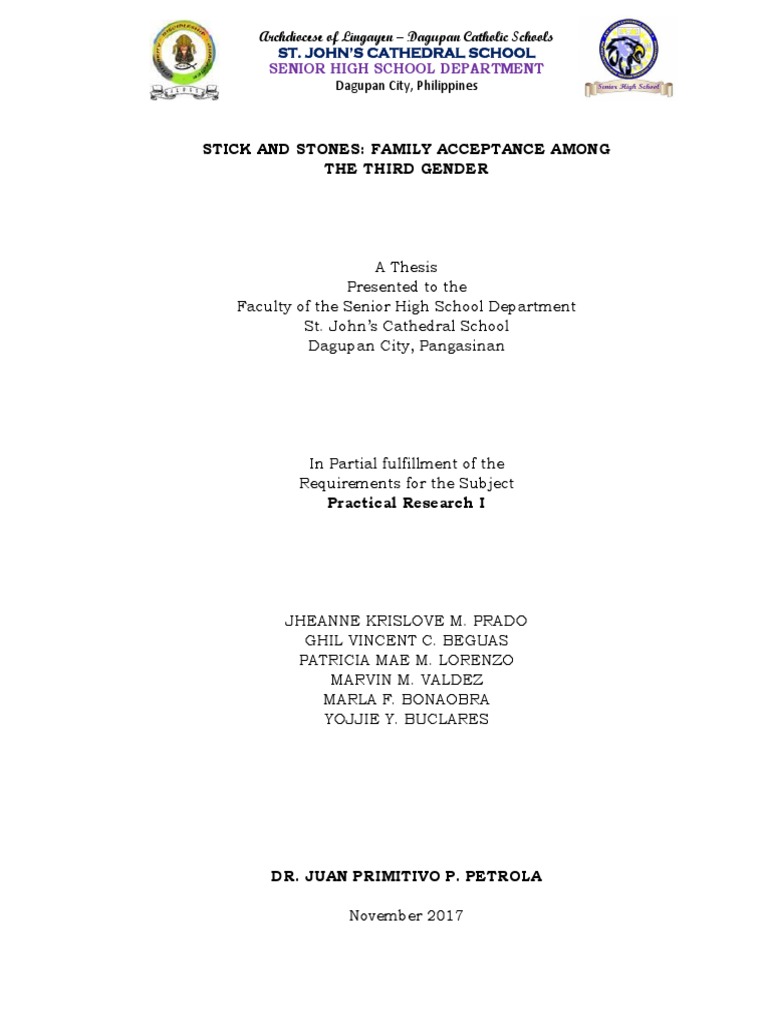 Stick and Stones: Family Acceptance Among The Third Gender | PDF ...