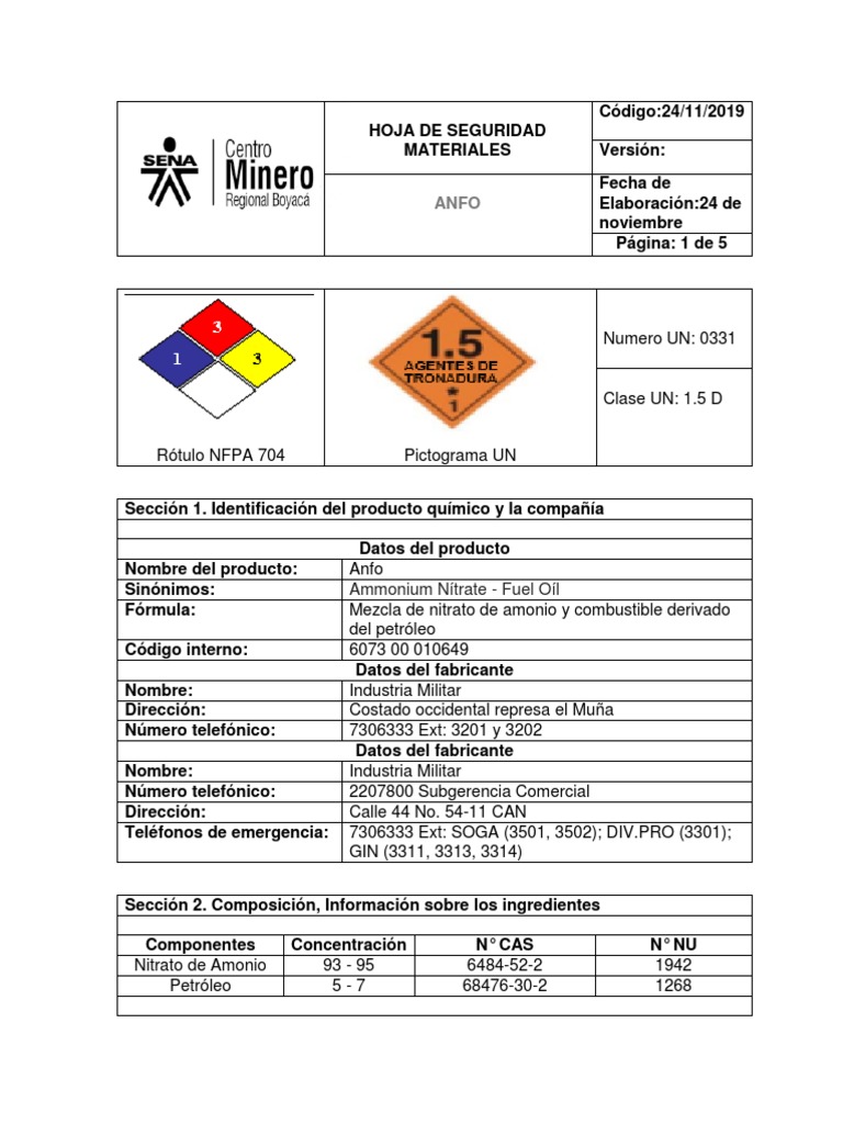 Hoja de Seguridad Materiales PDF Agua Residuos