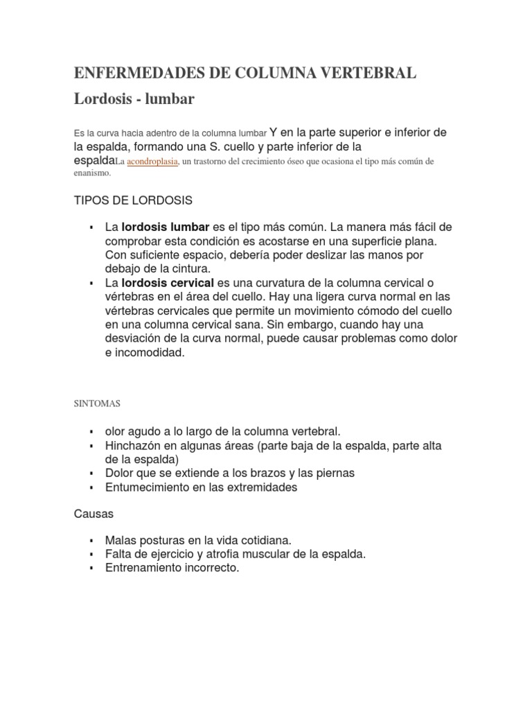 Enfermedades de la columna vertebral | PDF | La columna vertebral ...