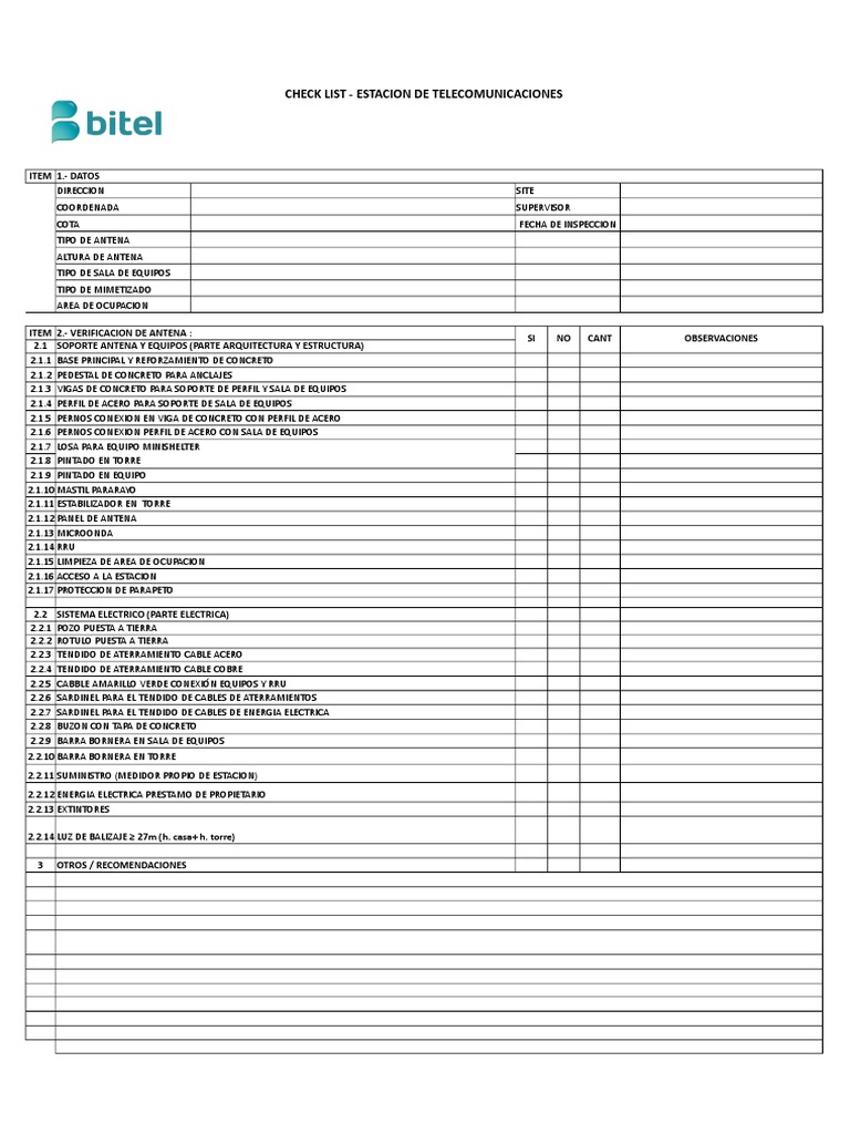 Check List-Estacion Telecomunicaciones | PDF