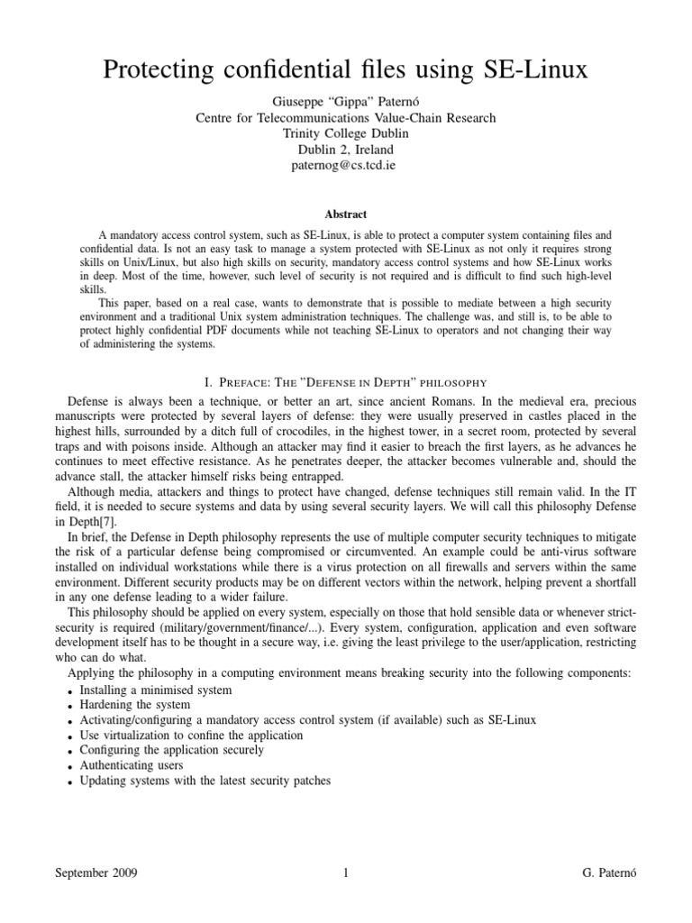 Protecting Confidential Files Selinux 2009 | PDF | Superuser | Computer ...