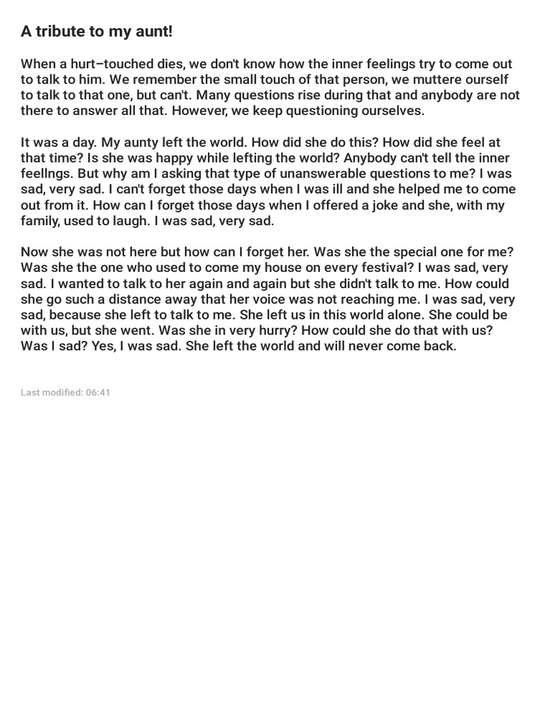 A Tribute To My Aunt  PDF