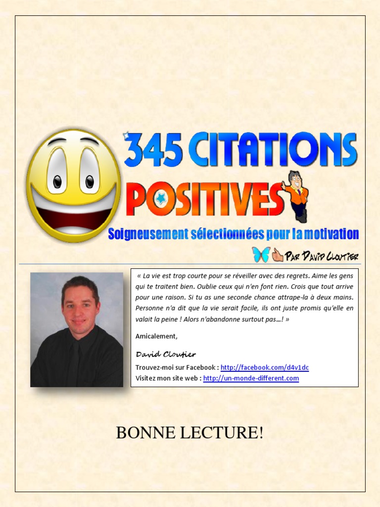 Citations Positives 345 Par David Cloutier Pdf Michel De Montaigne Bonheur Et Efforts Personnels