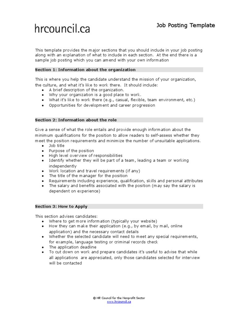 Job Posting Template | PDF | Employment | Criminal Record