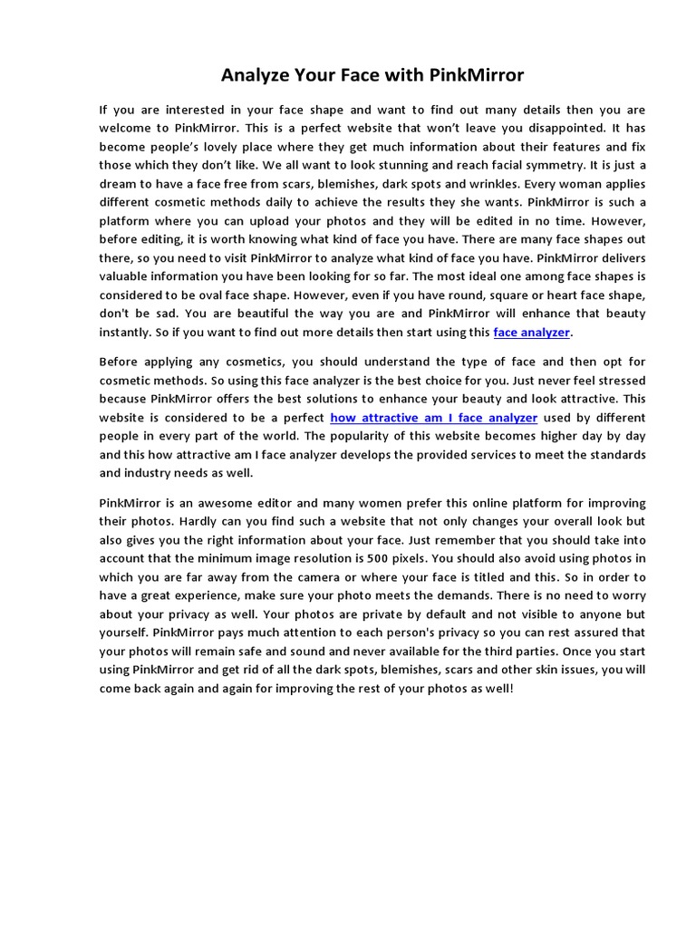 Analyze Your Face With PinkMirror PDF Image Resolution