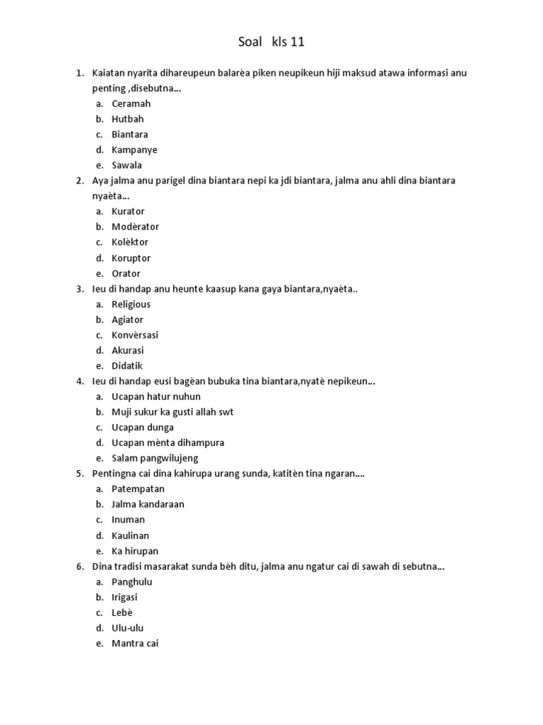 Soal Uas B Sunda Kls 11 Pdf