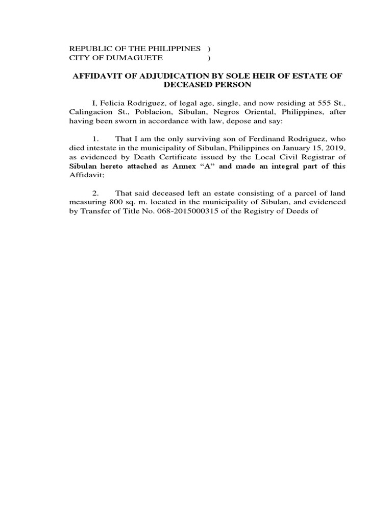 Affidavit Of Sole Heir John Michael Tipon Pdf Affidav vrogue.co