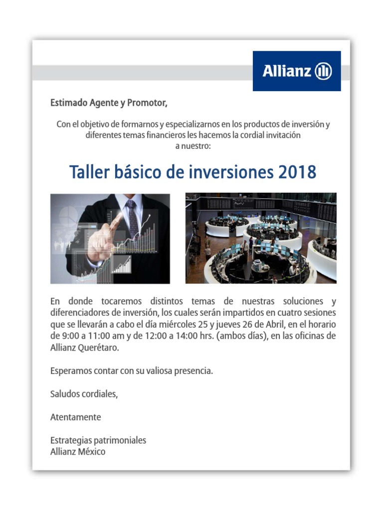 Taller Basico de Inversiones 2018 - Allianz | PDF | Finanzas y dinero