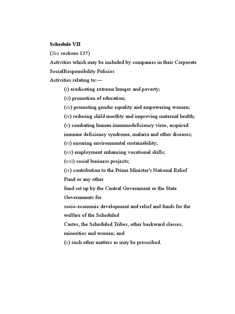 CSR Schedule 7 | PDF