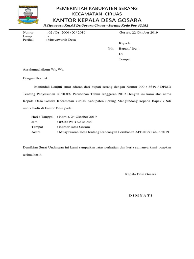 Undangan Apbdes Perubahan