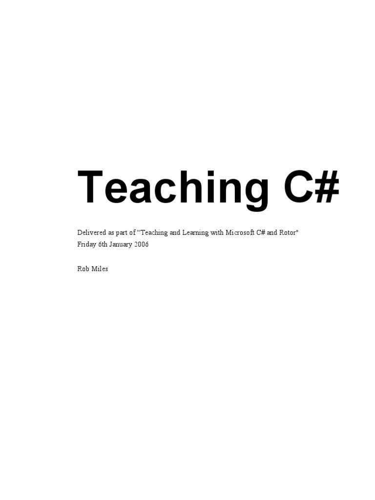 Teaching With C Sharp | PDF | C Sharp (Programming Language) | Method ...