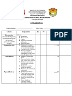 Declamation Rubric