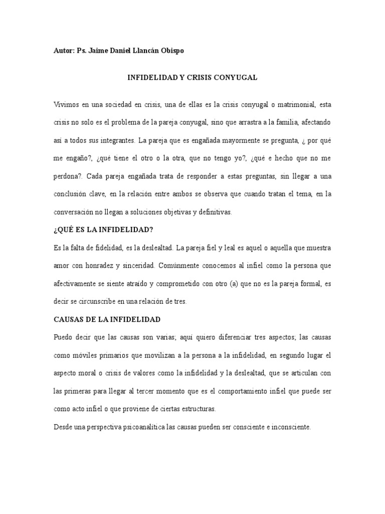 Infidelidad Y Crisis Conyugal Pdf Infidelidad Hombre