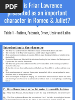 How Is Friar Lawrence Presented As An Important Character in Romeo & Juliet