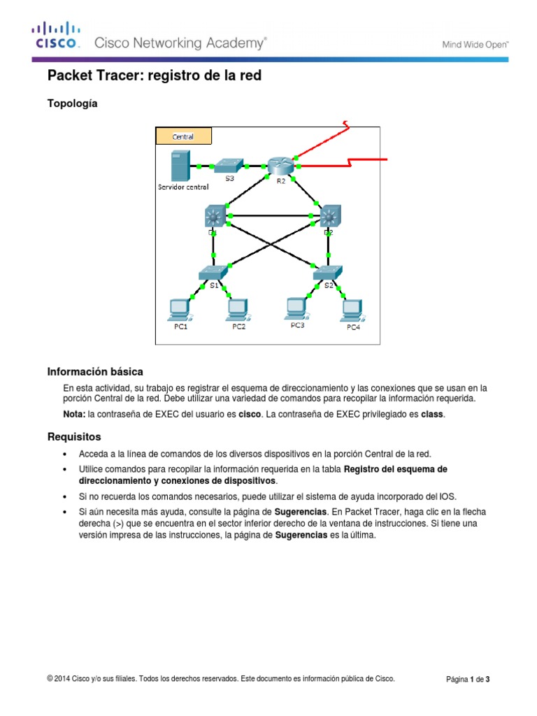 4.1.2.9 Packet Tracer - Documenting The Network | PDF | Protocolos de ...