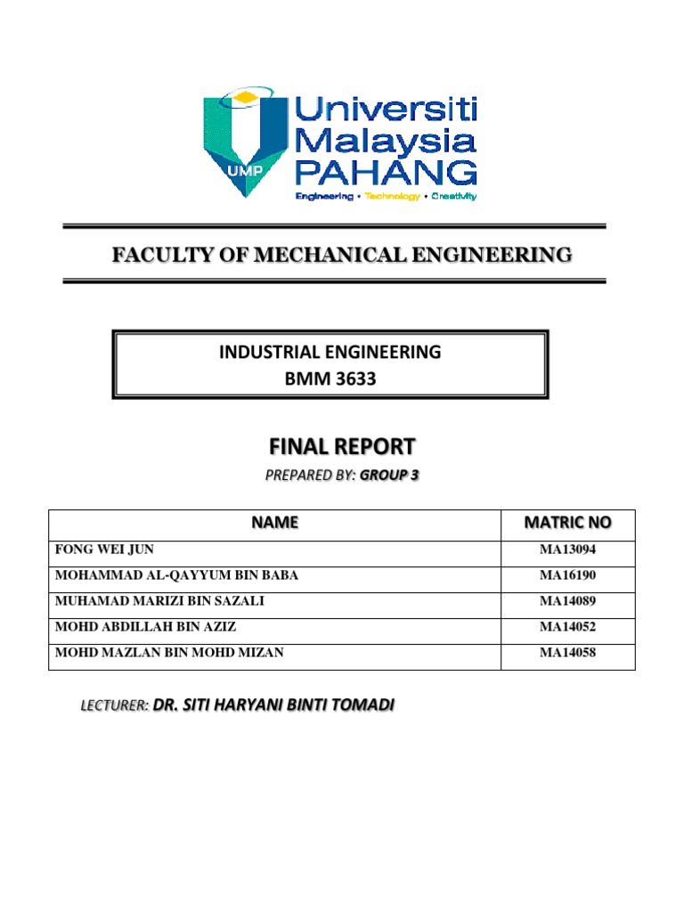 Industrial Engineering Project Report | PDF | Industrial Engineering ...