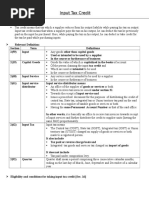 GST Input Tax Credit Notes