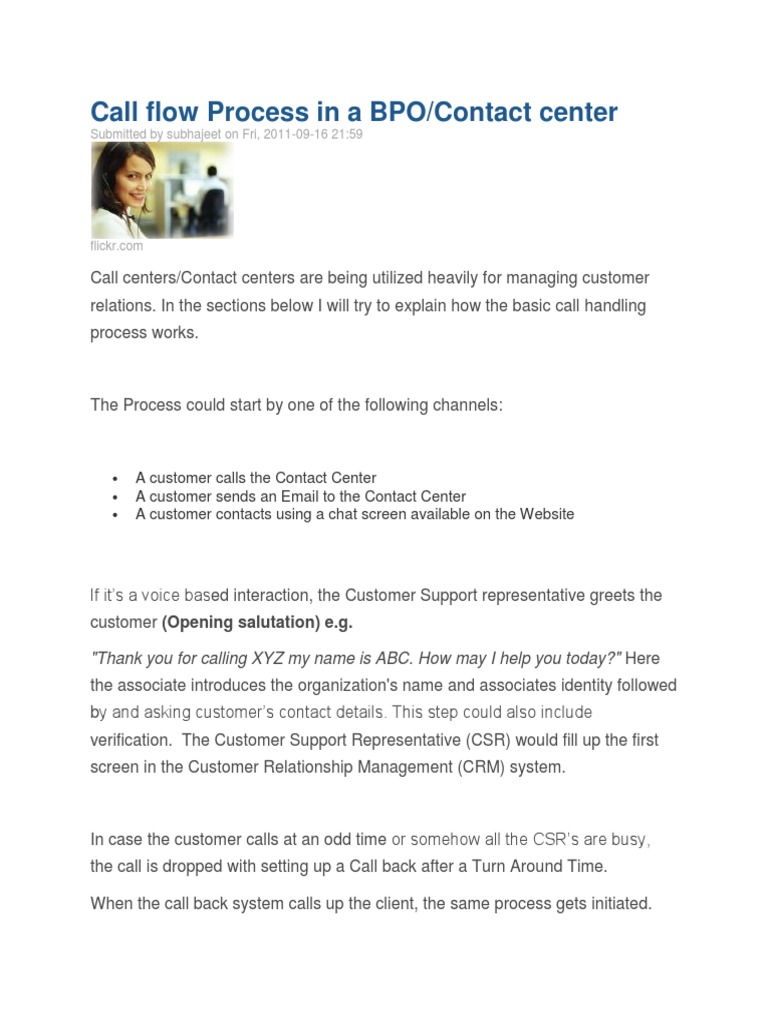 Call Flow Process in BPO Systems | PDF