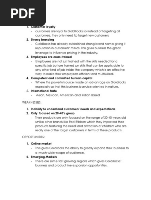 Goldilocks SWOT ANALYSIS